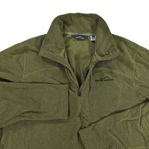 Eddie Bauer 1/4 Zip Grid Fleece Pullover Mens M Palm Green Outdoor Campcore